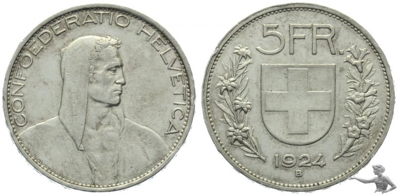 5 Franken 1924 B | wunderschönes Stück!